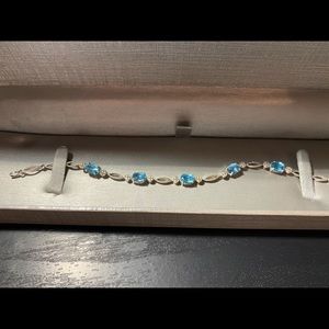 Zales Oval Aquamarine and Diamond Bracelet